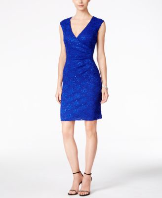 Connected Sequined Lace Sheath Dress ...